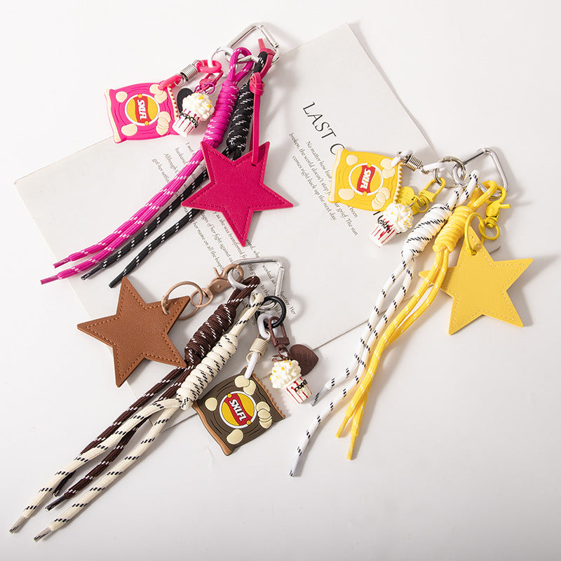 Wholesale Star Popcorn Potato Chips Bag DIY Keychain Pendant